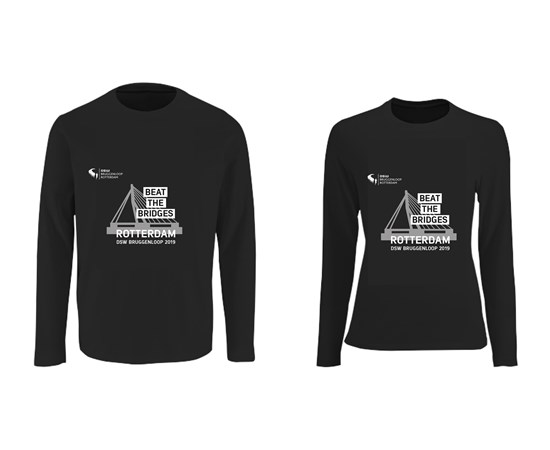 Maak jouw inschrijving compleet met het officiële DSW Bruggenloop Rotterdam longsleeve runningshirt